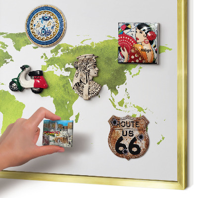 Metalen magneetbord met lijst in het goud Groene kaart