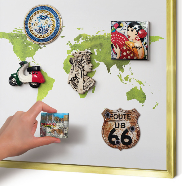 Metalen magneetbord met lijst in het goud Groene kaart