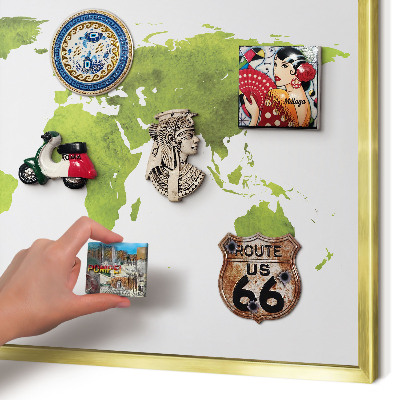 Metalen magneetbord met lijst in het goud Groene kaart