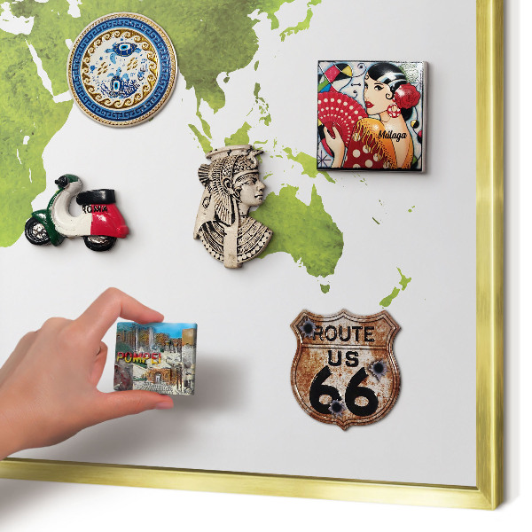 Metalen magneetbord met lijst in het goud Groene kaart