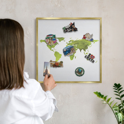 Metalen magneetbord met lijst in het goud Groene kaart