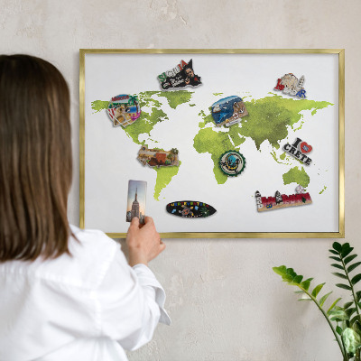 Metalen magneetbord met lijst in het goud Groene kaart