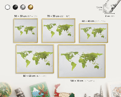 Metalen magneetbord met lijst in het goud Groene kaart