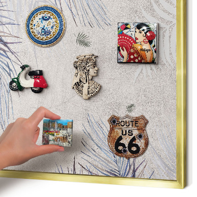 Magnetisch bord voor reismagneten met gouden lijst Bladrijke elegantie