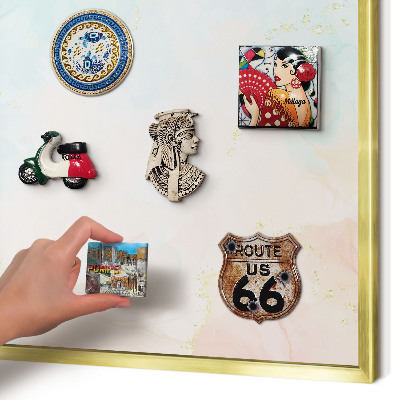 Magnetisch bord voor reismagneten met gouden lijst Pastel elegantie