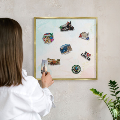 Magnetisch bord voor reismagneten met gouden lijst Pastel elegantie