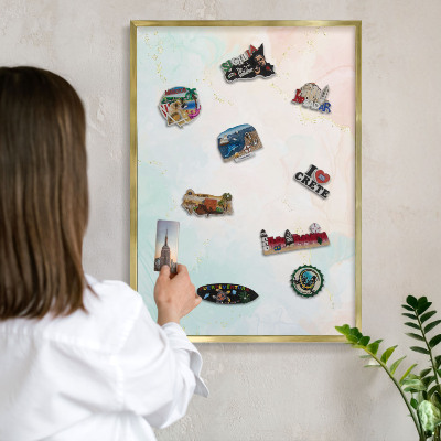 Magnetisch bord voor reismagneten met gouden lijst Pastel elegantie