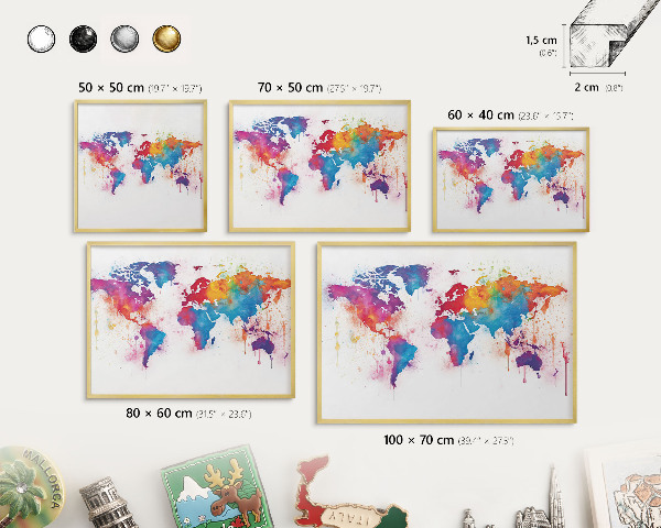 Metalen magneetbord met lijst in het goud Kleurenkaart