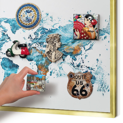 Metalen magneetbord met lijst in het goud Waterkaart