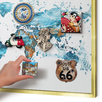 Metalen magneetbord met lijst in het goud Waterkaart