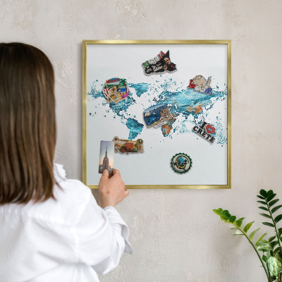 Metalen magneetbord met lijst in het goud Waterkaart