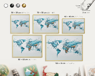 Metalen magneetbord met lijst in het goud Waterkaart