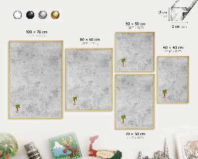 Metalen magneetbord met lijst in het goud Ruw beton