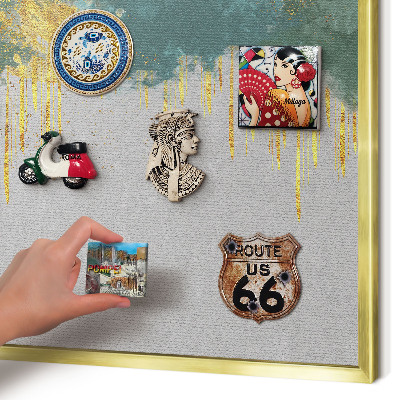 Magnetisch bord voor reismagneten met gouden lijst Turquoise abstractie