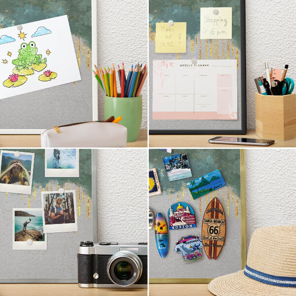 Magnetisch bord voor reismagneten met gouden lijst Turquoise abstractie