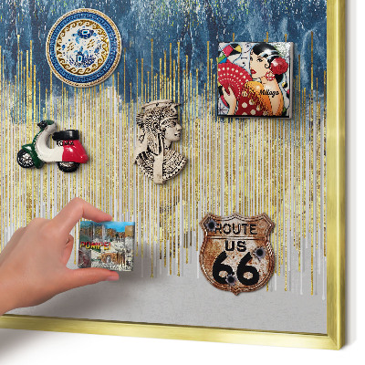Metalen magneetbord met lijst in het goud Abstracte bos