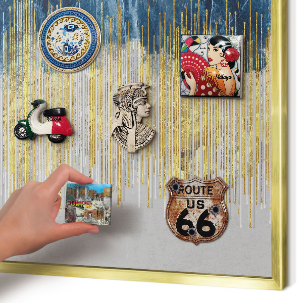 Metalen magneetbord met lijst in het goud Abstracte bos