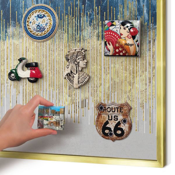 Metalen magneetbord met lijst in het goud Abstracte bos