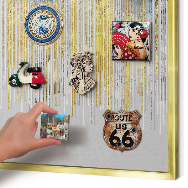 Metalen magneetbord met lijst in het goud Abstracte bos