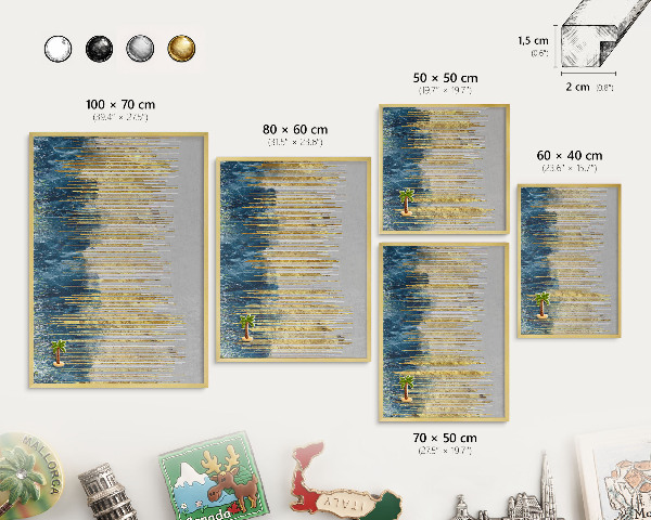 Metalen magneetbord met lijst in het goud Abstracte bos