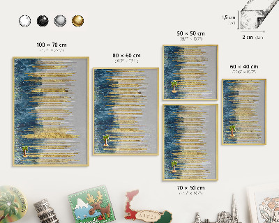 Metalen magneetbord met lijst in het goud Abstracte bos