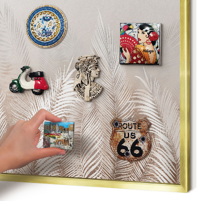 Metalen magneetbord met lijst in het goud Bladeren van de natuur