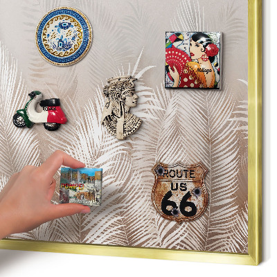 Metalen magneetbord met lijst in het goud Bladeren van de natuur