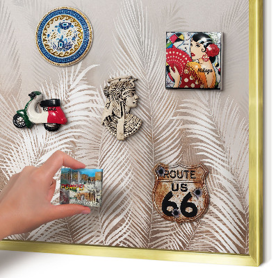 Metalen magneetbord met lijst in het goud Bladeren van de natuur