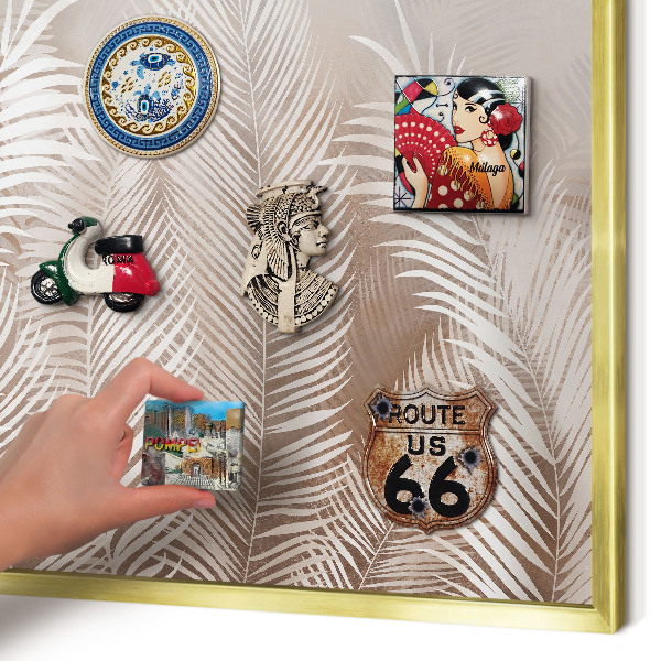 Metalen magneetbord met lijst in het goud Bladeren van de natuur