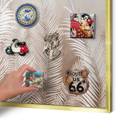Metalen magneetbord met lijst in het goud Bladeren van de natuur