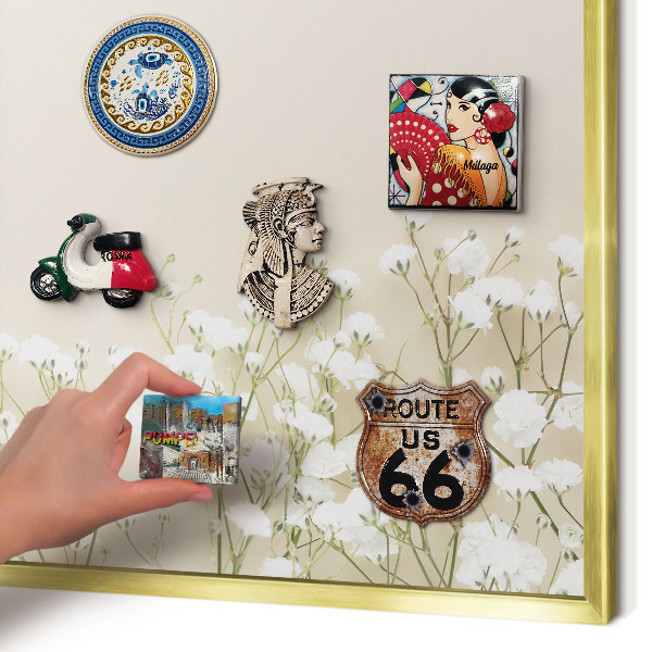 Metalen magneetbord met lijst in het goud Subtiele natuur