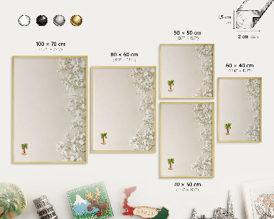 Metalen magneetbord met lijst in het goud Subtiele natuur
