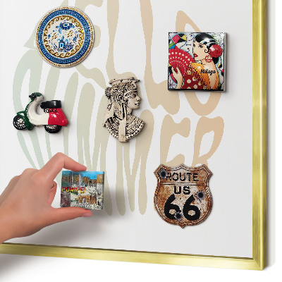 Magnetisch bord voor reismagneten met gouden lijst Hallo zomer
