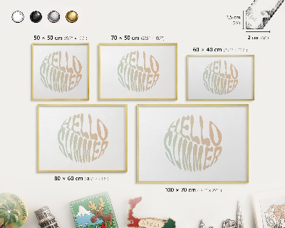 Magnetisch bord voor reismagneten met gouden lijst Hallo zomer