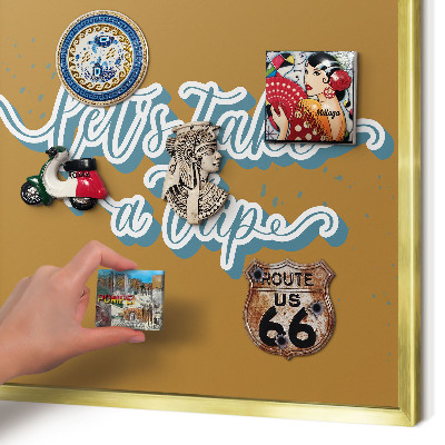 Metalen magneetbord met lijst in het goud Droomreis