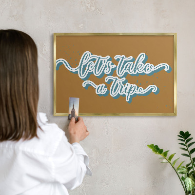 Metalen magneetbord met lijst in het goud Droomreis