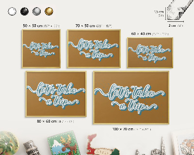 Metalen magneetbord met lijst in het goud Droomreis