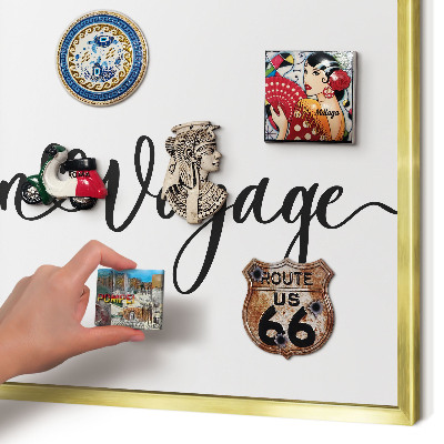 Metalen magneetbord met lijst in het goud Goede reis