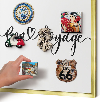 Metalen magneetbord met lijst in het goud Goede reis