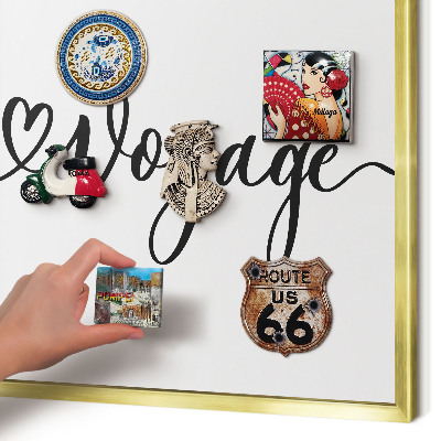 Metalen magneetbord met lijst in het goud Goede reis