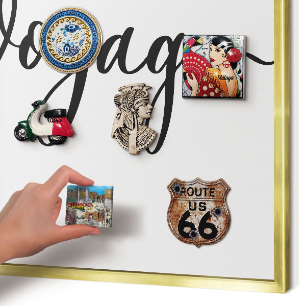 Metalen magneetbord met lijst in het goud Goede reis