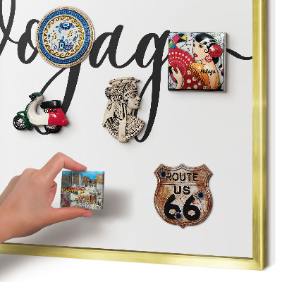Metalen magneetbord met lijst in het goud Goede reis