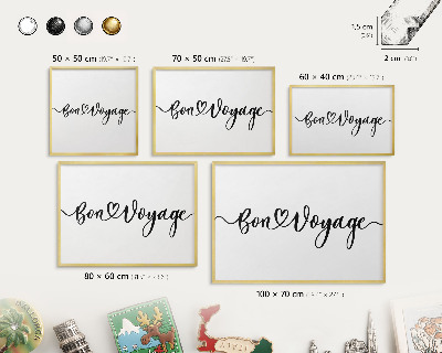Metalen magneetbord met lijst in het goud Goede reis