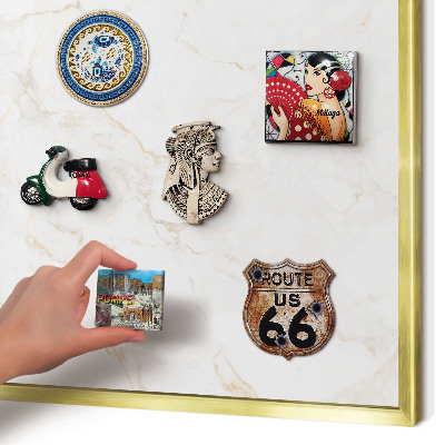 Magnetisch bord voor reismagneten met gouden lijst Marmeren elegantie