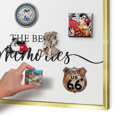 Metalen magneetbord met lijst in het goud Inspirerende herinneringen