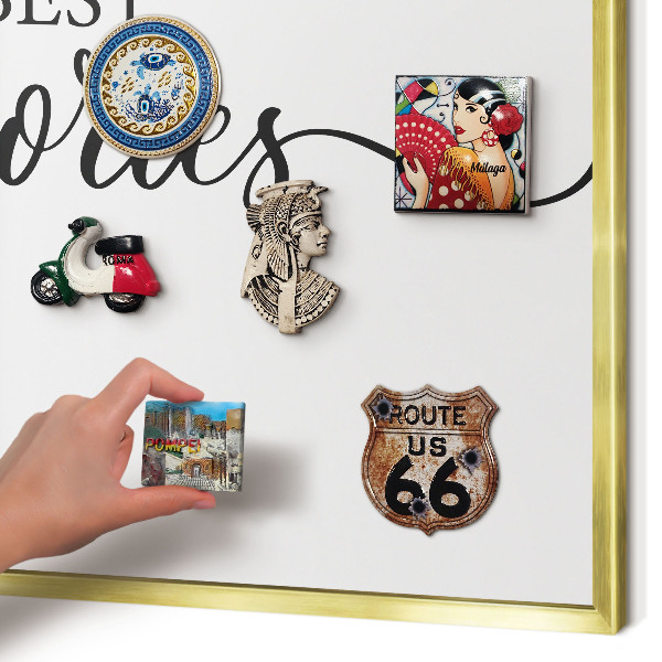 Metalen magneetbord met lijst in het goud Inspirerende herinneringen