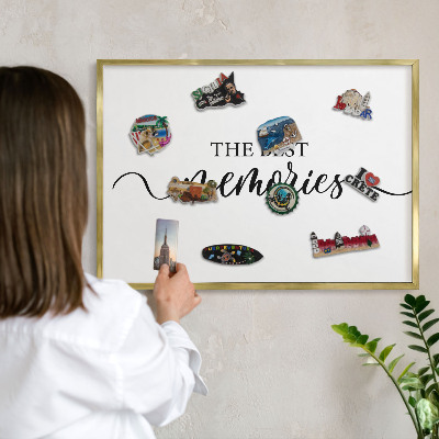 Metalen magneetbord met lijst in het goud Inspirerende herinneringen