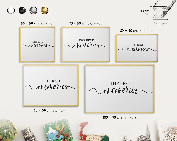 Metalen magneetbord met lijst in het goud Inspirerende herinneringen