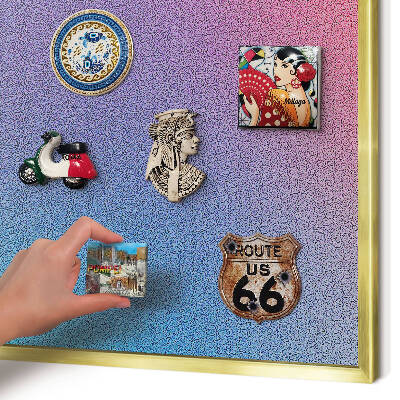 Metalen magneetbord met lijst in het goud Kleurrijk verloop