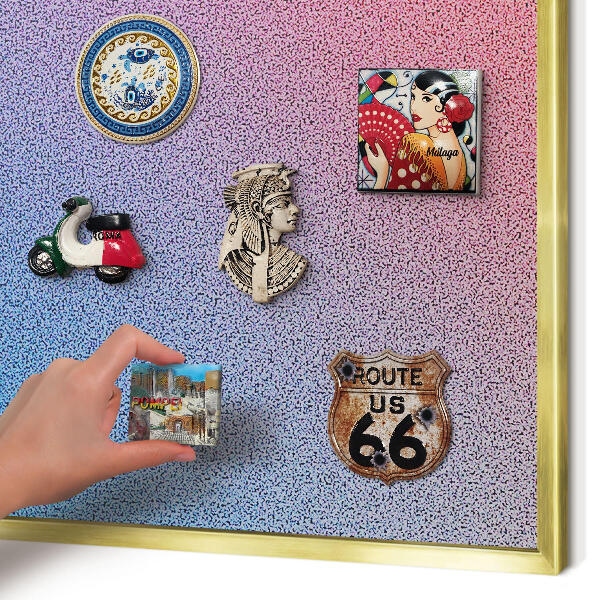 Metalen magneetbord met lijst in het goud Kleurrijk verloop